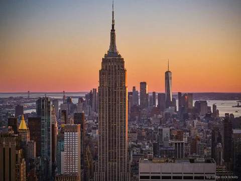 Visitors on the open-air terrace with Top of the Rock tickets